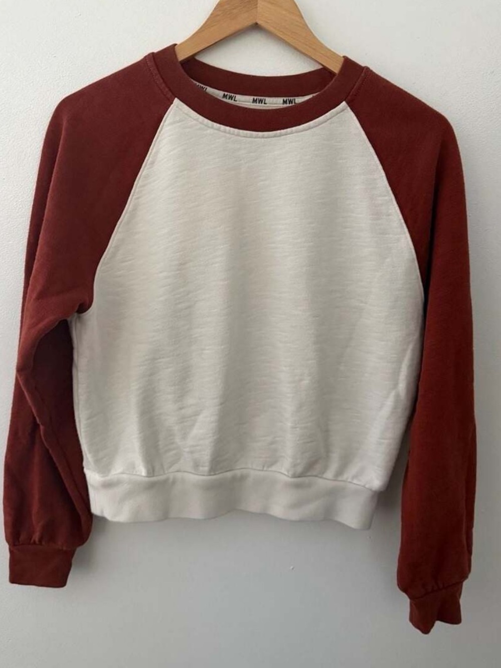 MADEWELL Women’s Two-Tone Raglan Sweatshirt - Cream & Rust XL